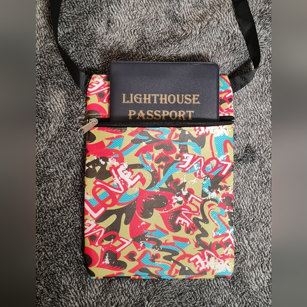 NWOT "Love" Graffiti Crossbody Purse